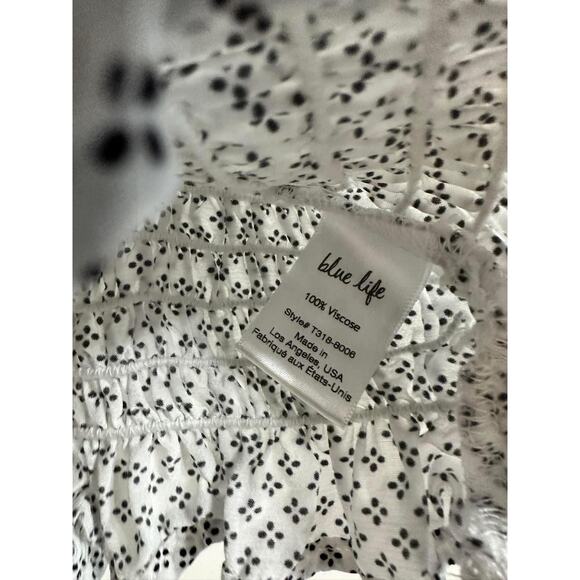 Blue Life Zamar Tie Shoulder Smocked Cropped Tank Top Ruffle Trim Size XS - Picture 7 of 7